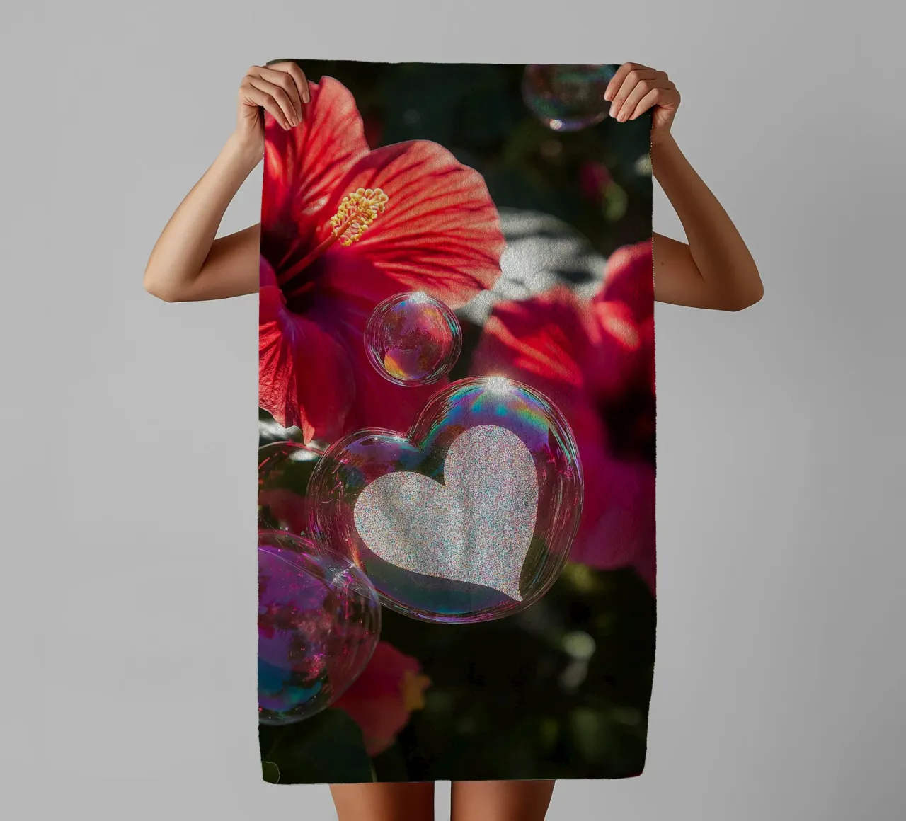 Zerbrechliche Liebe - Rot Handtuch von Malou-Studio