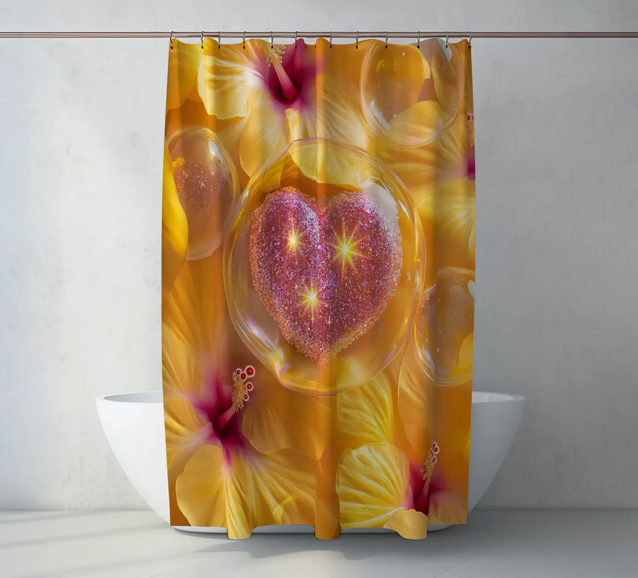 Amour fragile - Jaune rideau de douche de Malou-Studio