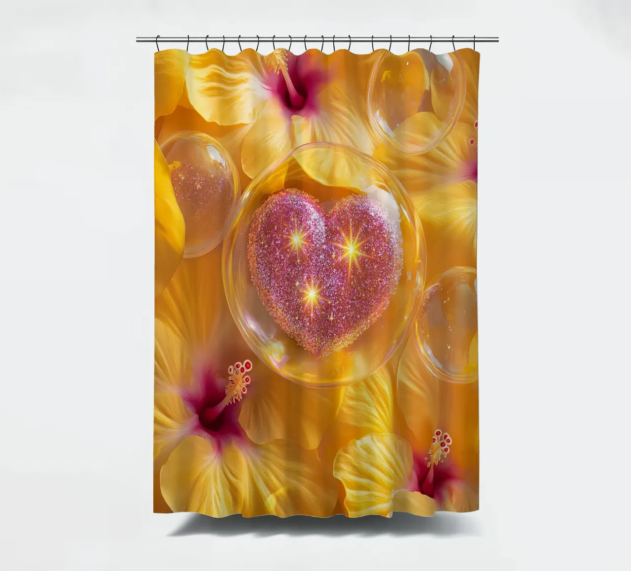 Amour fragile - Jaune rideau de douche de Malou-Studio