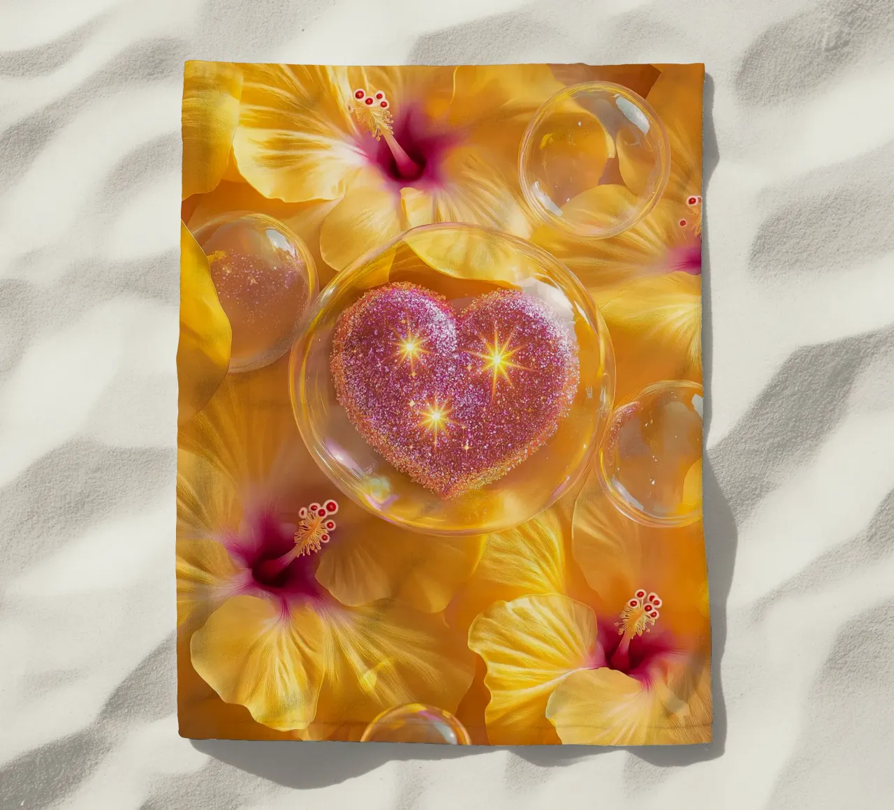 Amour fragile - Jaune serviette de plage de Malou-Studio