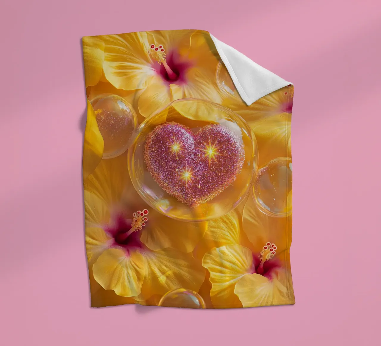 Amour fragile - Jaune plaid polaire de Malou-Studio