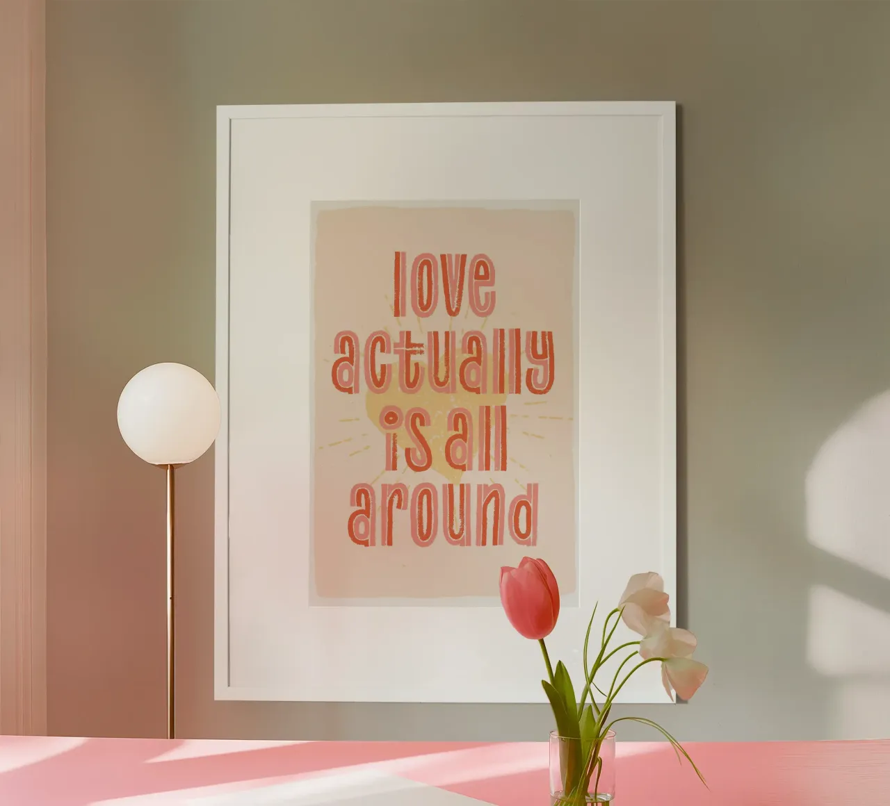 L'amore è davvero tutto intorno poster con telaio in legno da Malou-Studio
