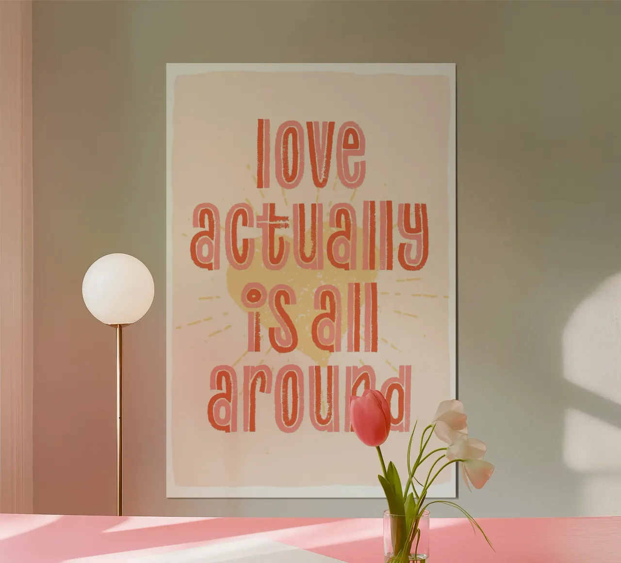 L'amore è davvero tutto intorno poster con telaio in legno da Malou-Studio