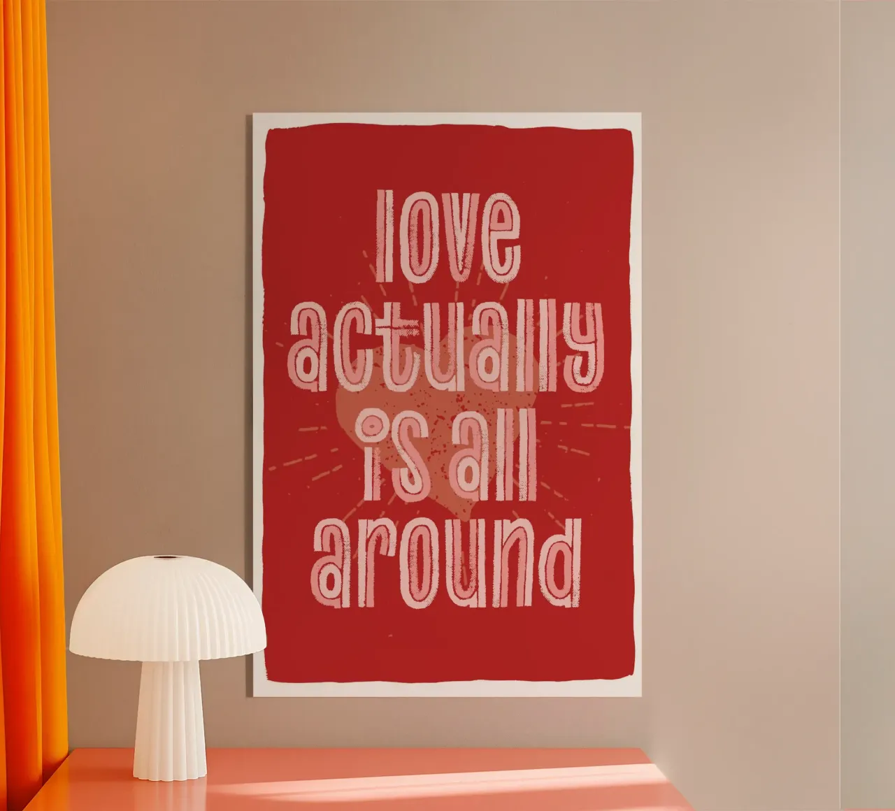 Liefde is eigenlijk overal - rood acryl van Malou-Studio