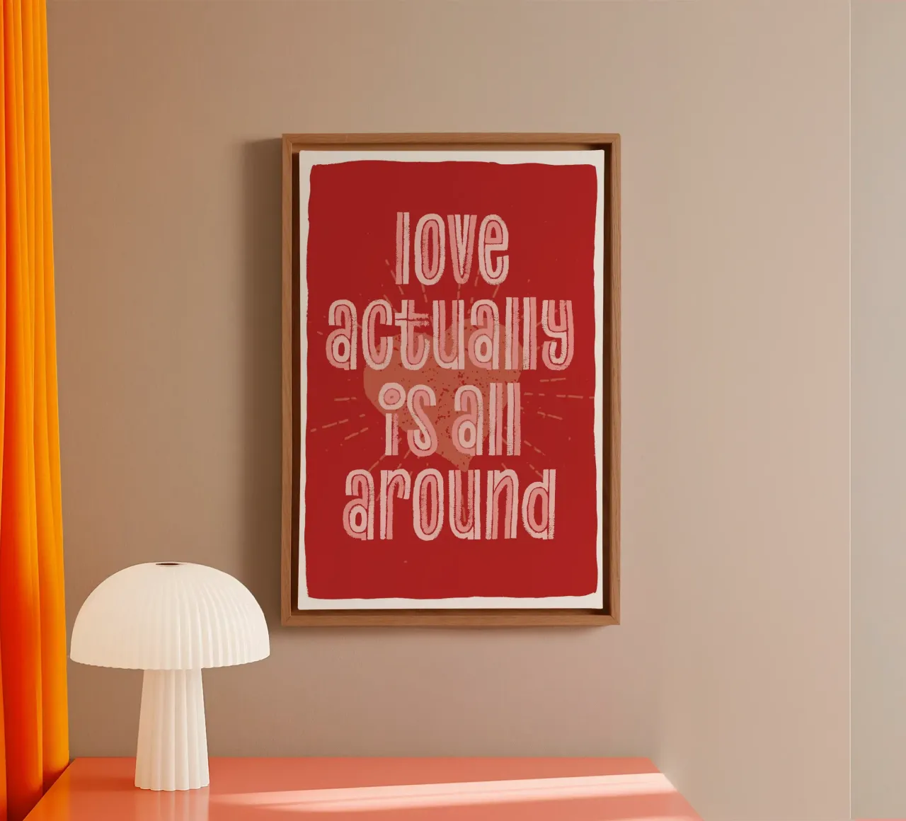 Liefde is eigenlijk overal - rood canvas met Baklijst van Malou-Studio