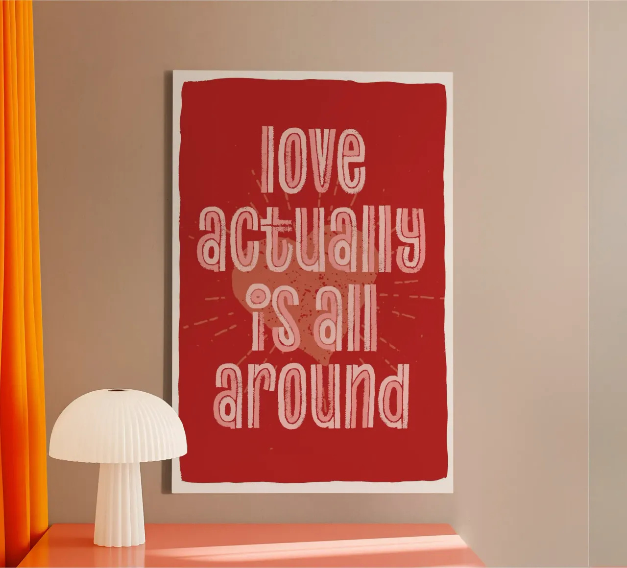 Liefde is eigenlijk overal - rood canvas met Baklijst van Malou-Studio