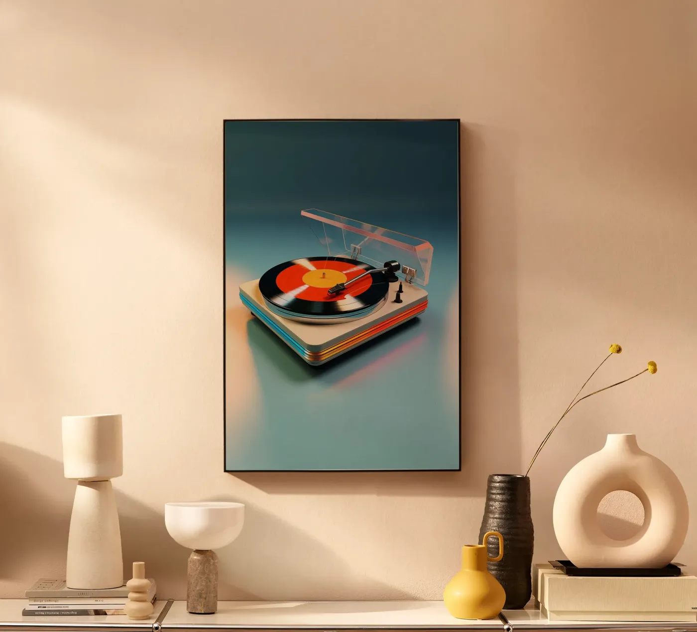 Orange Record Player Acryl-Glas von Malou-Studio