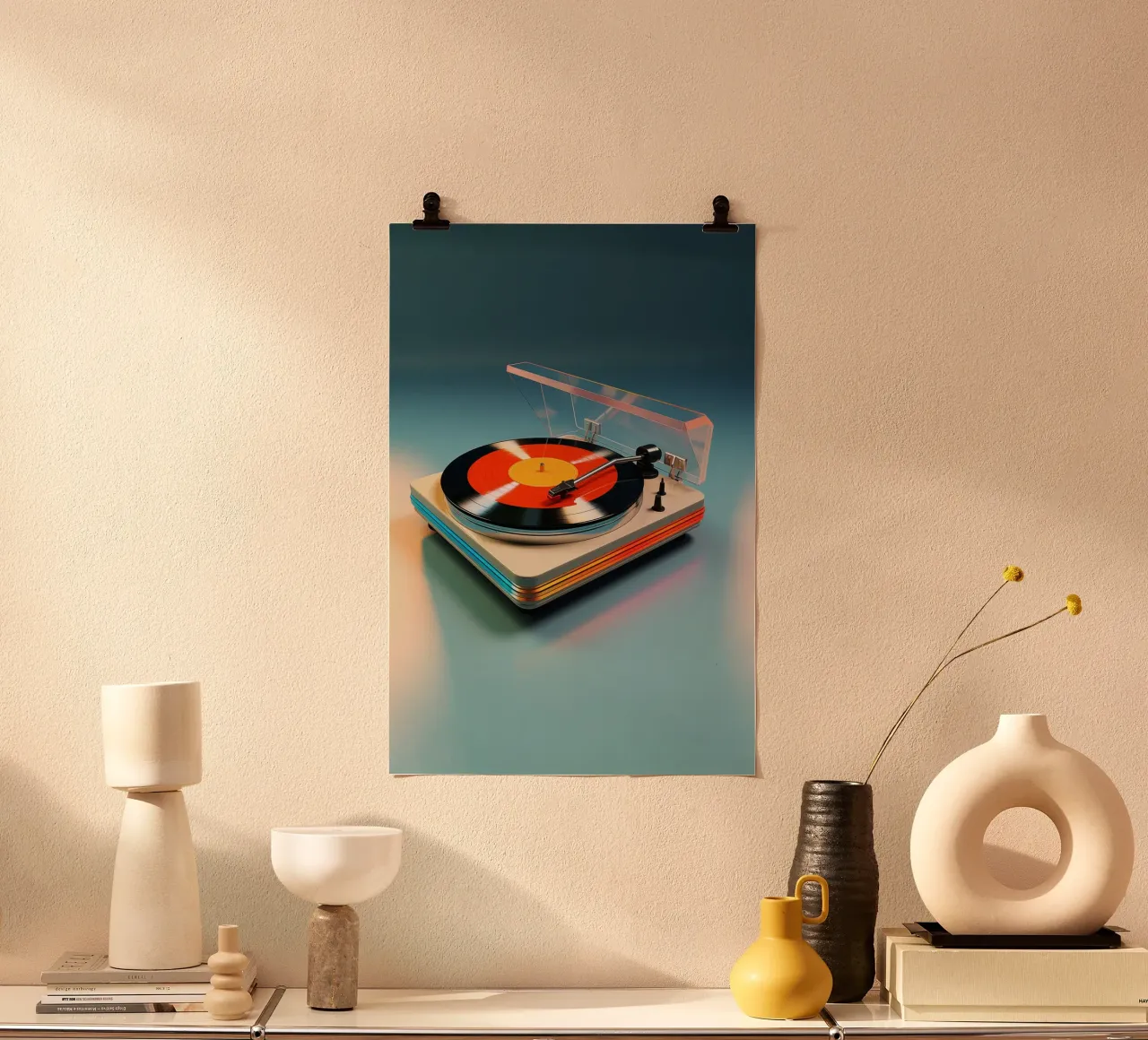 Orange Record Player poster by Malou-Studio