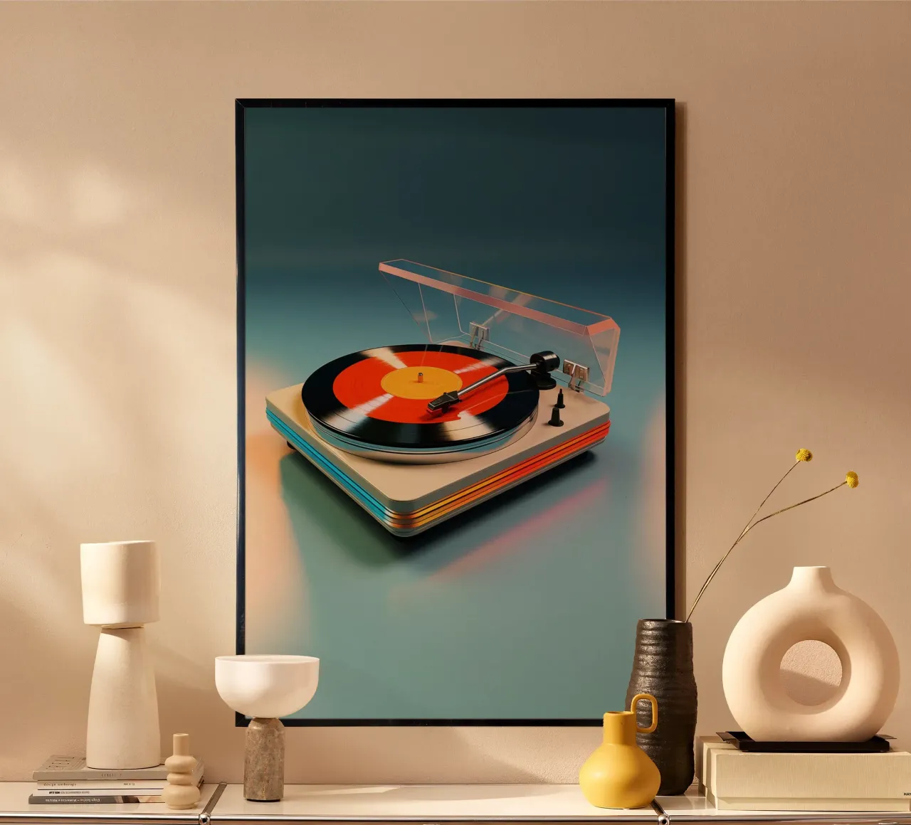 Orange Record Player poster by Malou-Studio
