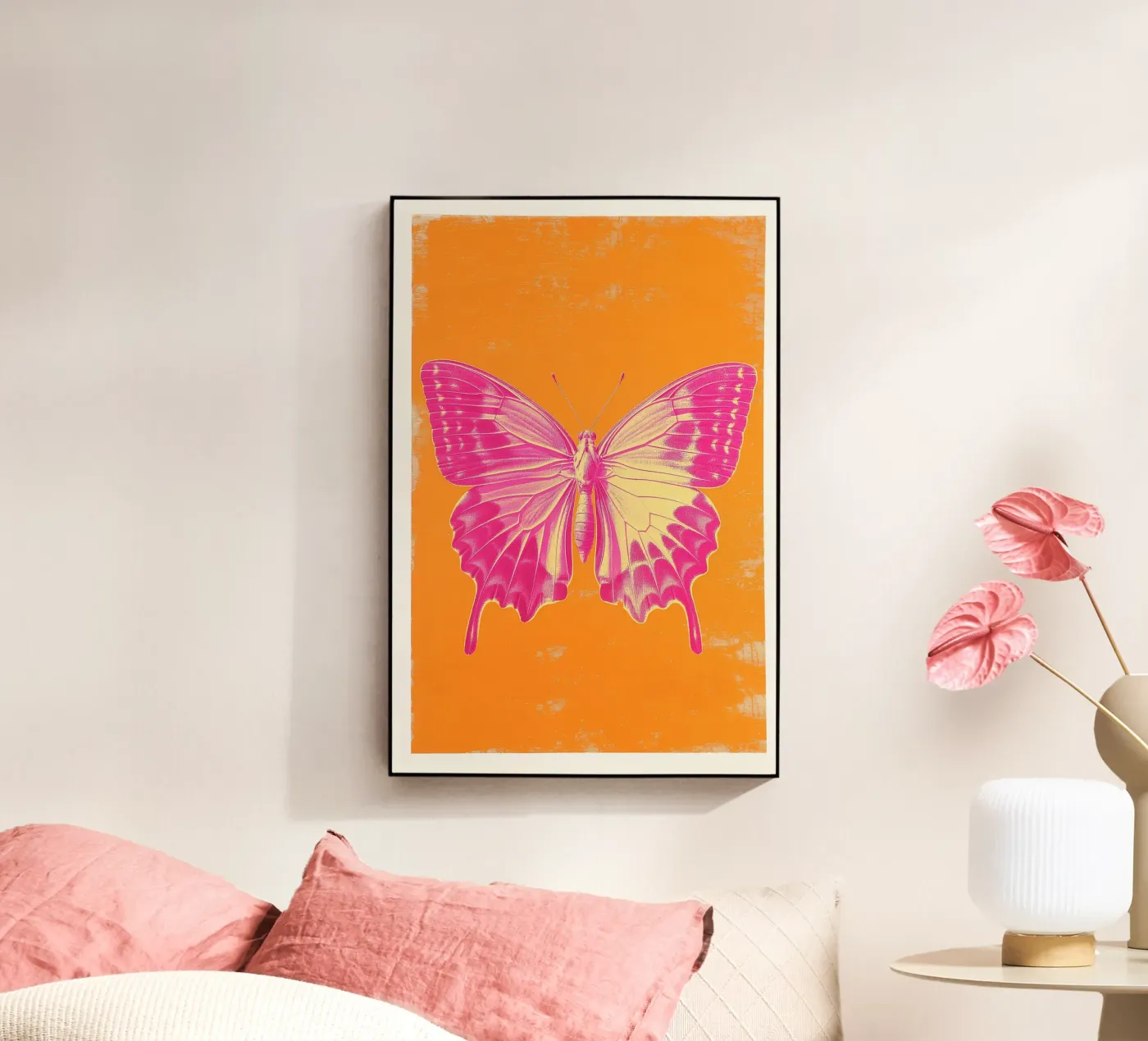 Pink Butterfly Acryl-Glas von Malou-Studio