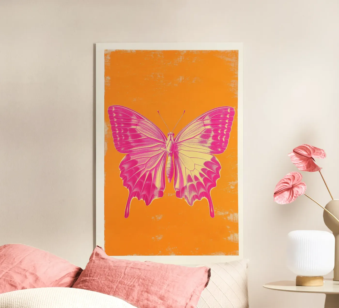 Pink Butterfly Acryl-Glas von Malou-Studio