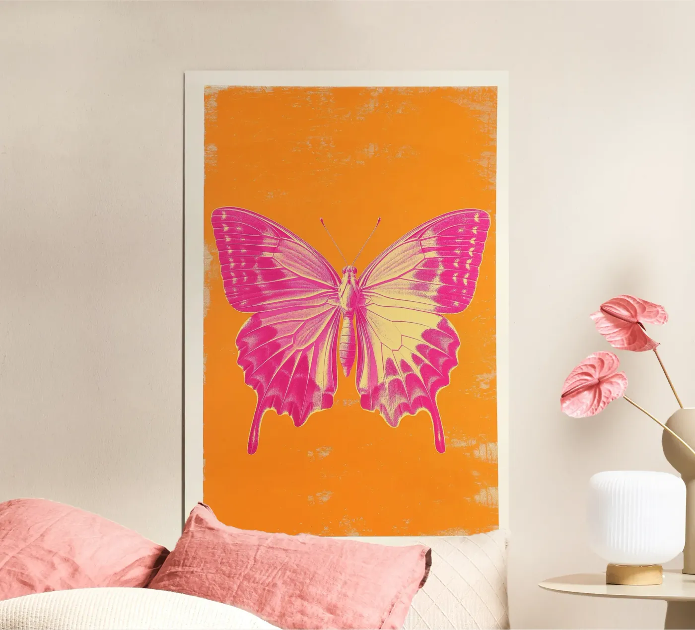 Pink Butterfly poster van Malou-Studio