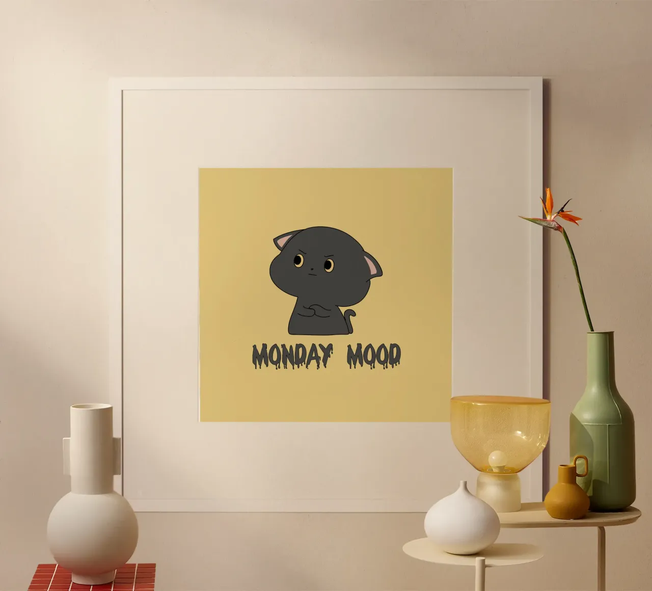 Umore del lunedì poster con telaio in alluminio da Loobs