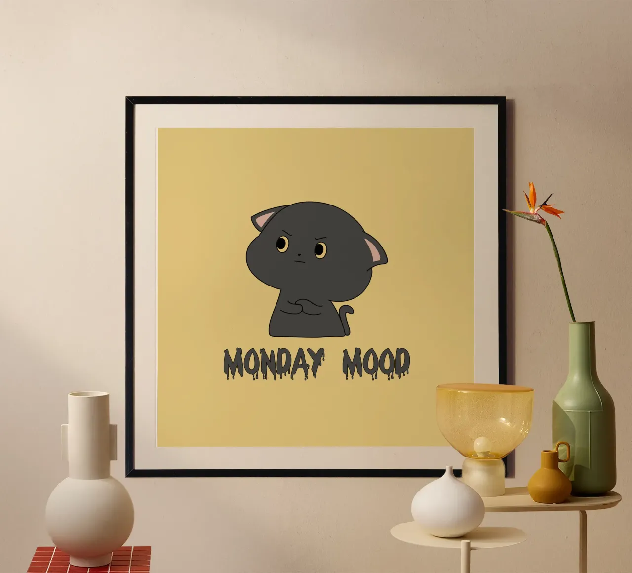 Umore del lunedì poster con telaio in alluminio da Loobs
