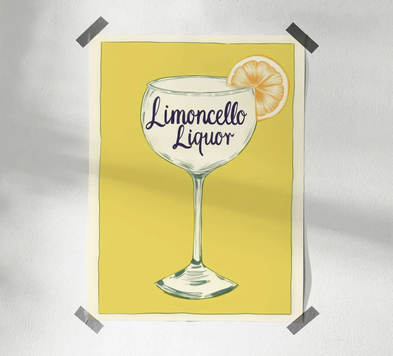 Limoncello Cocktail Kunst poster con telaio in legno da Carinaprint