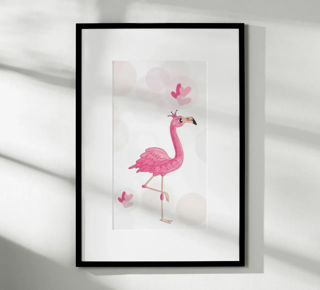 Flamingo poster con telaio in legno da Inge Hauser Illustration