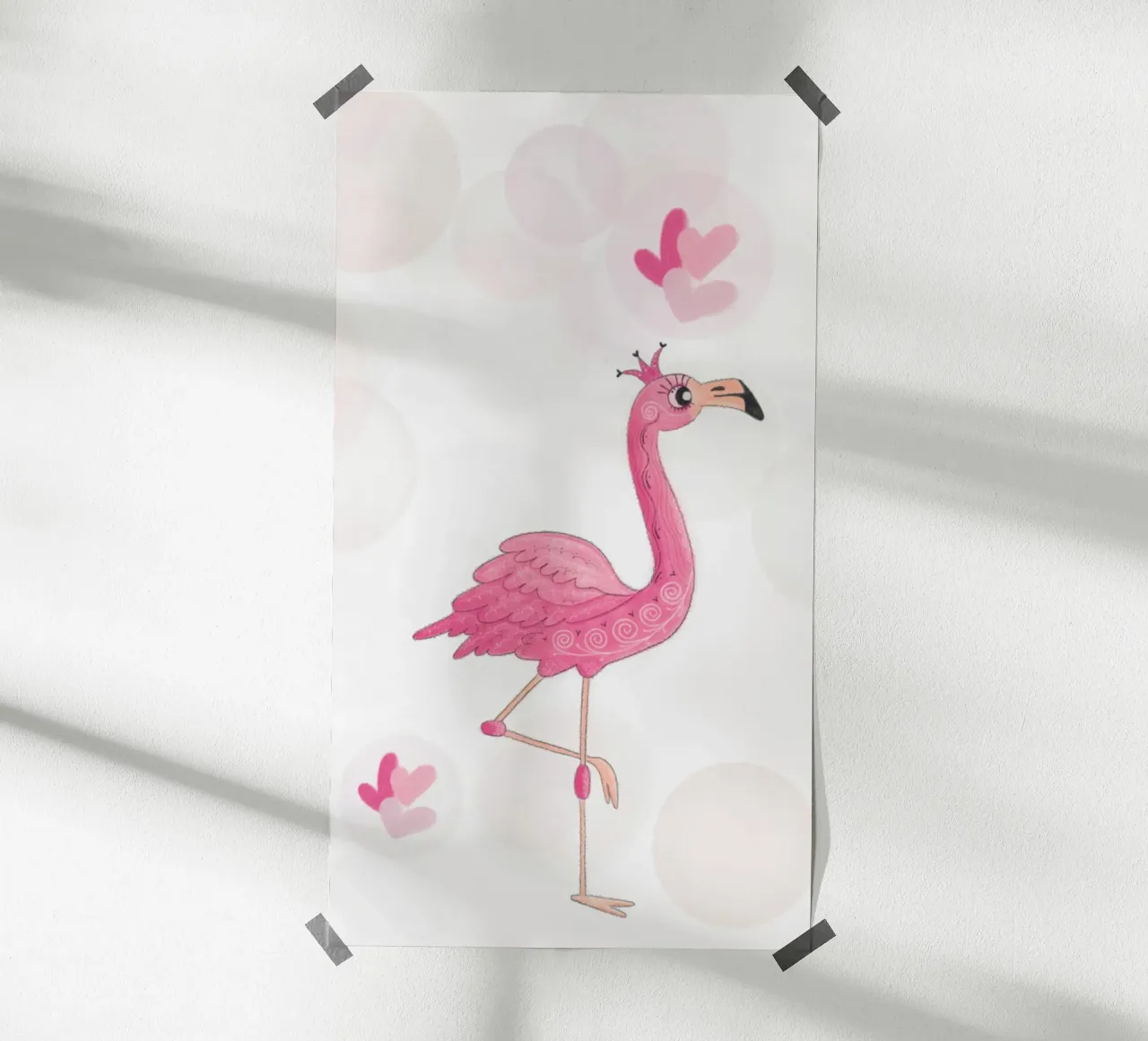 Flamingo poster con telaio in legno da Inge Hauser Illustration