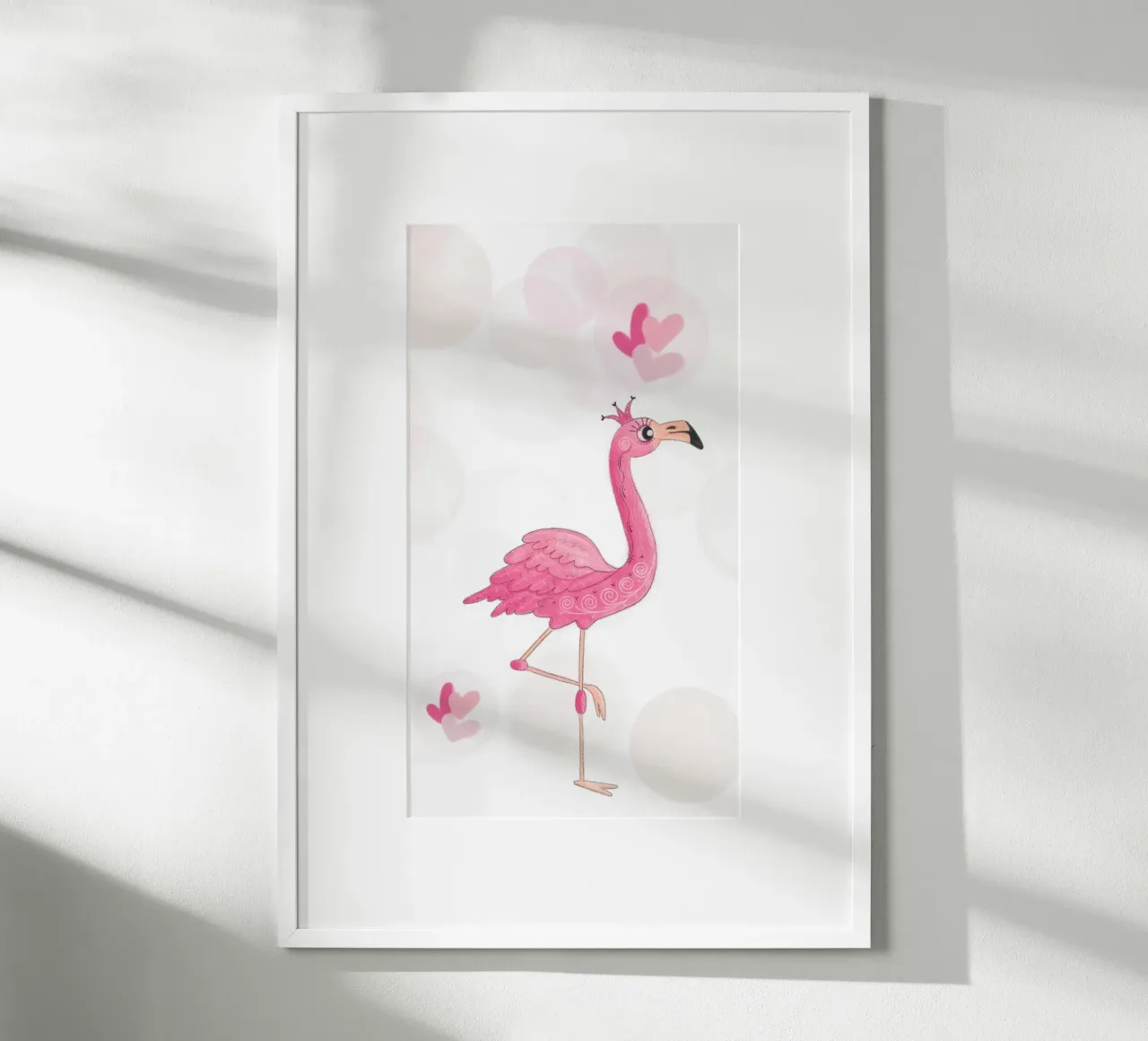 Flamingo poster con telaio in legno da Inge Hauser Illustration