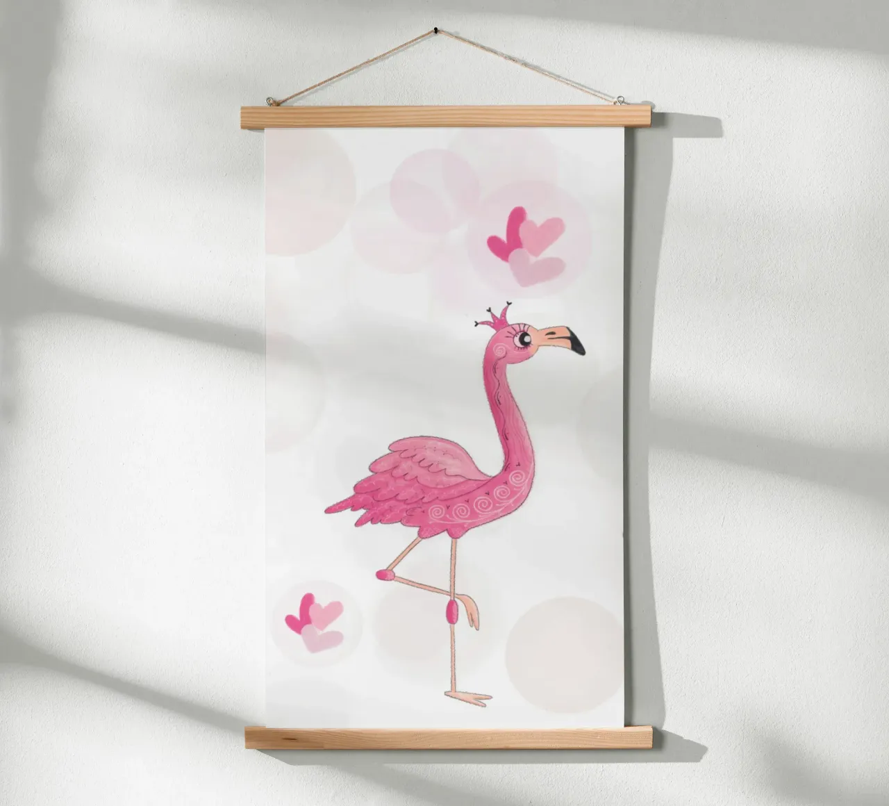 Flamingo poster con telaio in legno da Inge Hauser Illustration