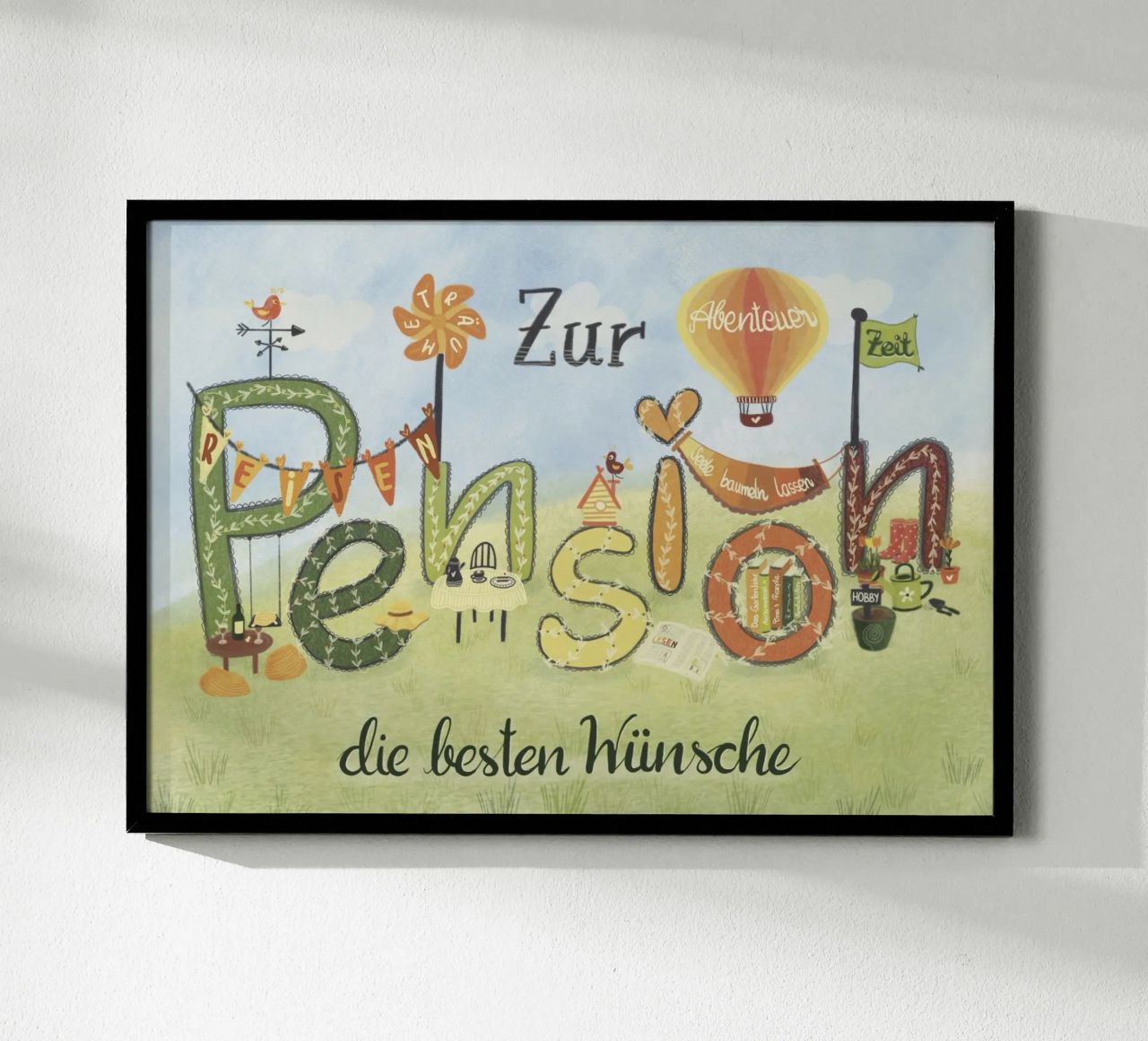 ZUR PENSION Poster von Inge Hauser Illustration