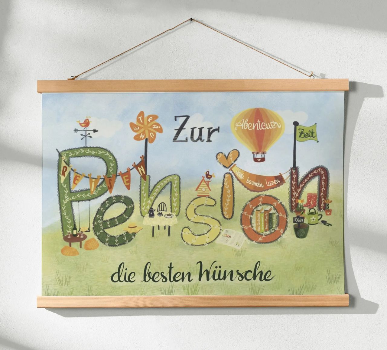 ZUR PENSION Poster von Inge Hauser Illustration