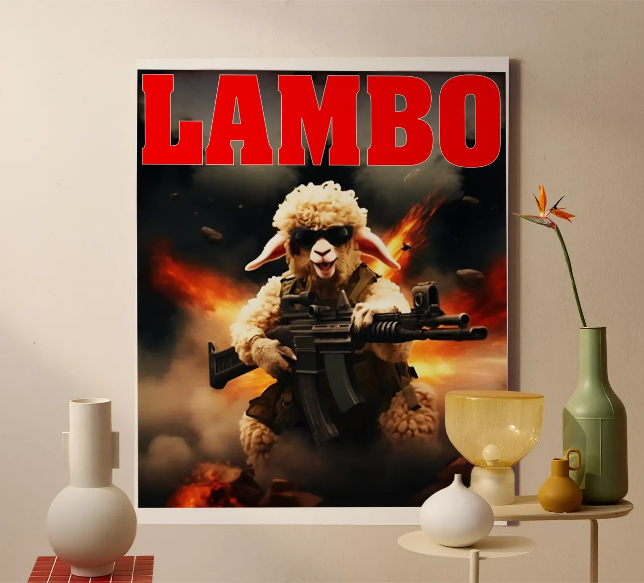 Lam Lambo Grappig Ontwerp canvas met Baklijst van theganduls