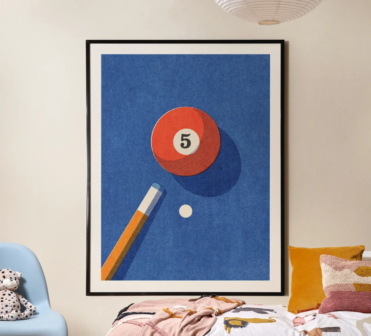 BALLS - Billiards - Ball 5 poster con telaio in legno da DANIEL COULMANN