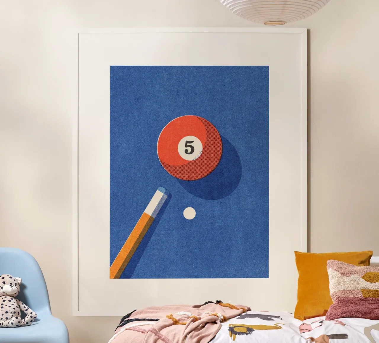 BALLS - Billiards - Ball 5 poster con telaio in legno da DANIEL COULMANN
