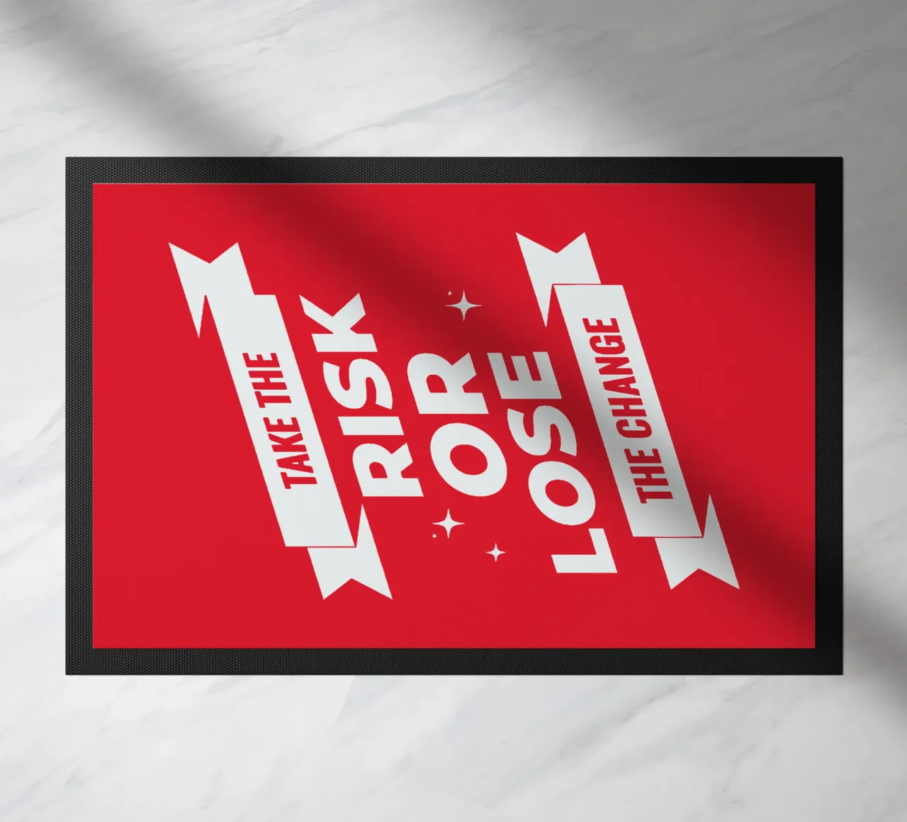 Das Risiko eingehen oder den Change verlieren Fußmatte von Gunawan Rb