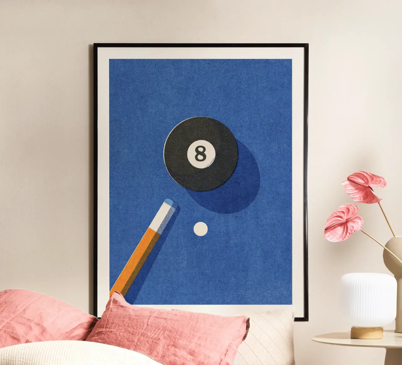 BALLS - Billiards - Ball 8 poster met aluminium frame van DANIEL COULMANN