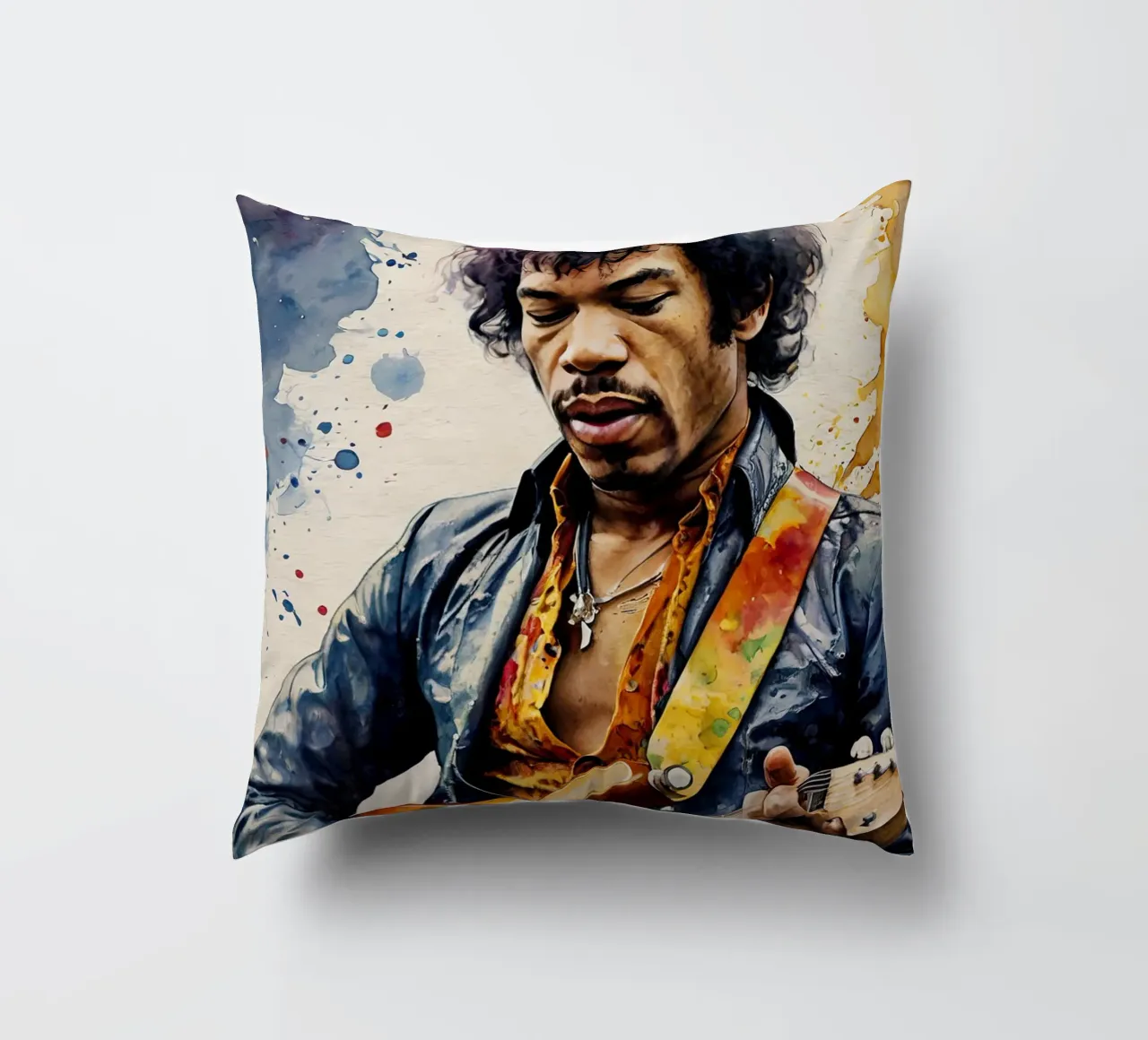 Jimi Hendrix in acquerello cuscino da 🎁 ARTVI-SHOP