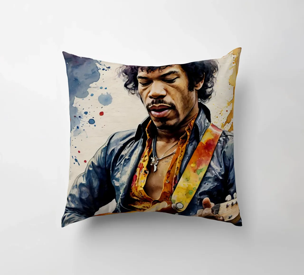 Jimi Hendrix in acquerello cuscino da 🎁 ARTVI-SHOP