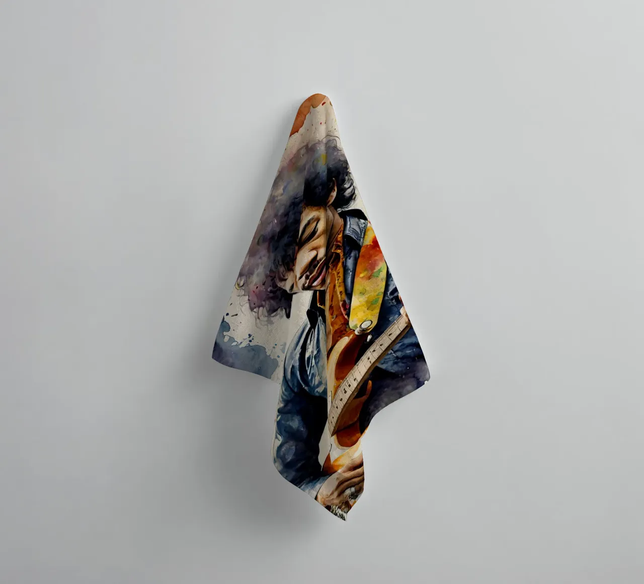 Jimi Hendrix in watercolor towel by 🎁 ARTVI-SHOP