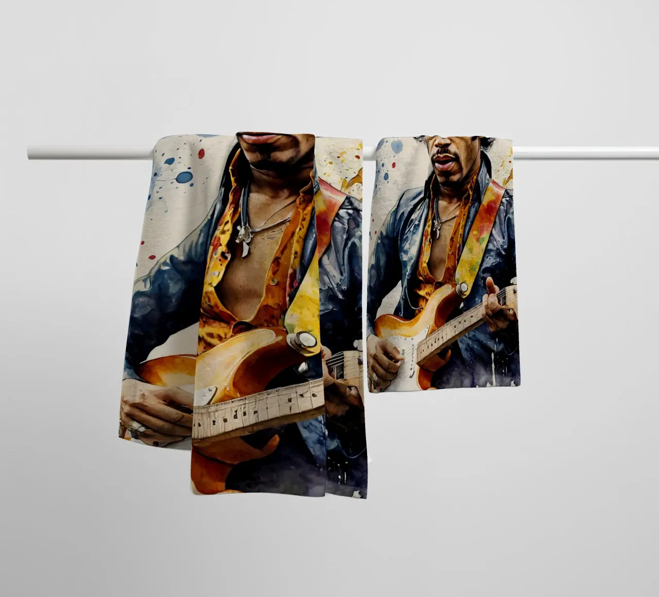 Jimi Hendrix in watercolor towel by 🎁 ARTVI-SHOP