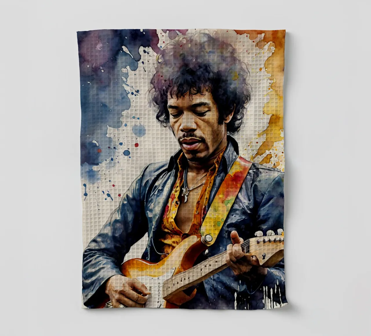Jimi Hendrix in acquerello canovaccio da cucina da 🎁 ARTVI-SHOP