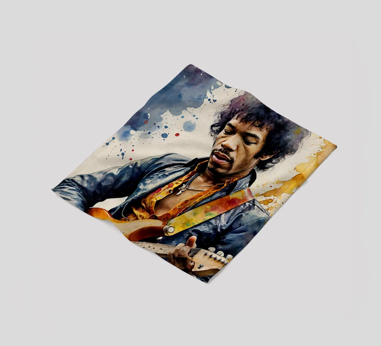 Jimi Hendrix in acquerello coperta in pile da 🎁 ARTVI-SHOP