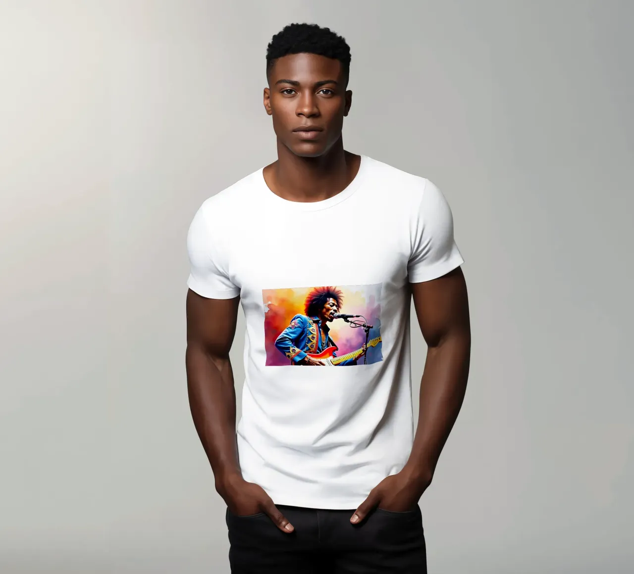 Jimi Hendrix in acquerello t-shirt da 🎁 ARTVI-SHOP