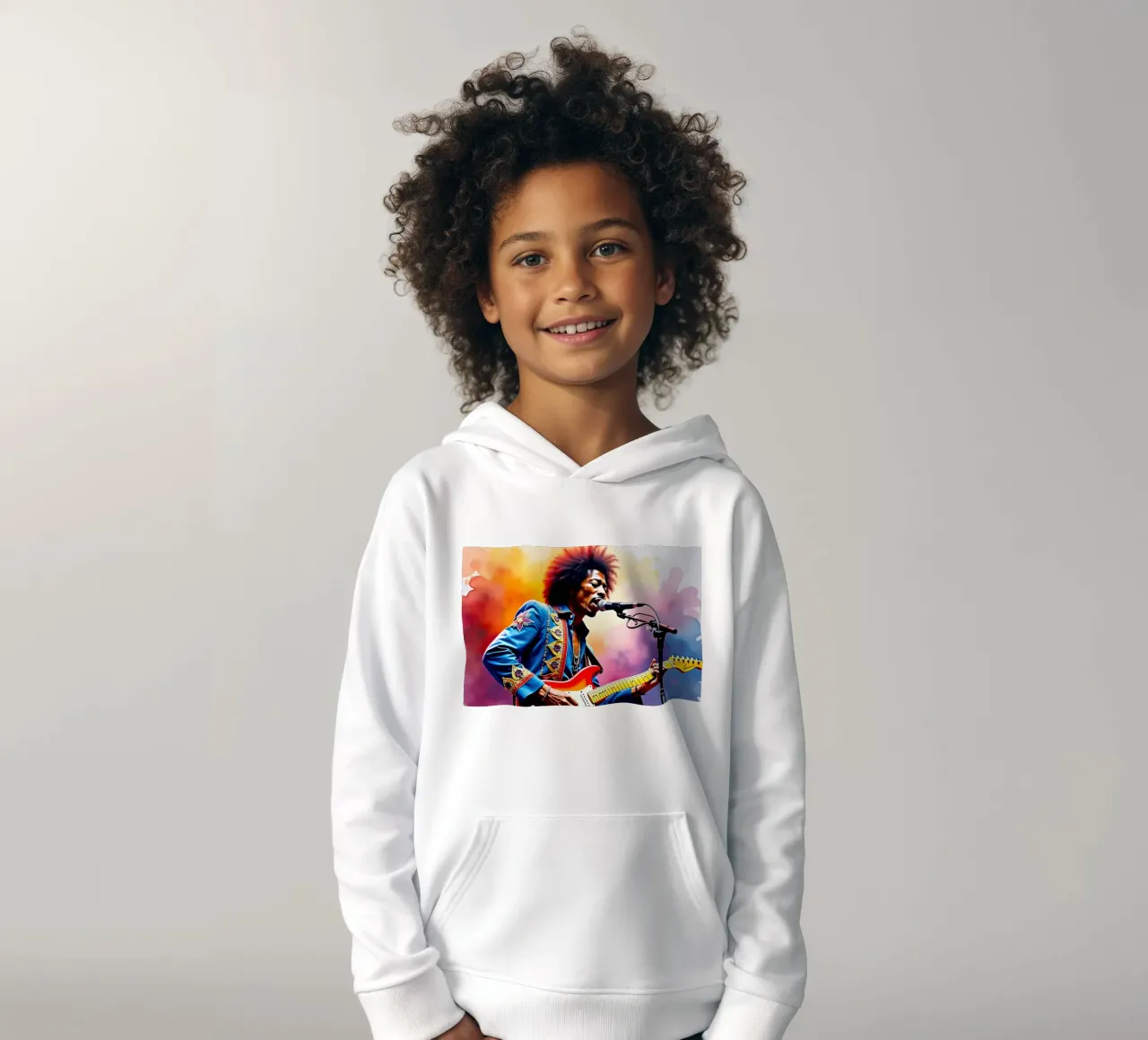 Jimi Hendrix in watercolor kids hoodie by 🎁 ARTVI-SHOP