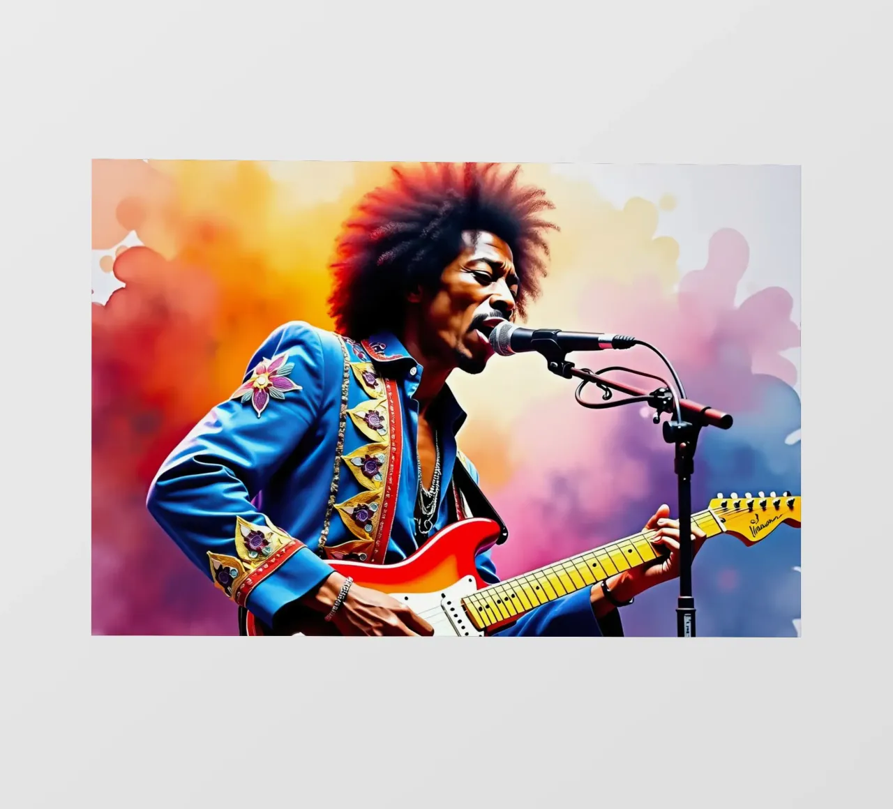 Jimi Hendrix in acquerello pellicola backlit da ARTVI-SHOP