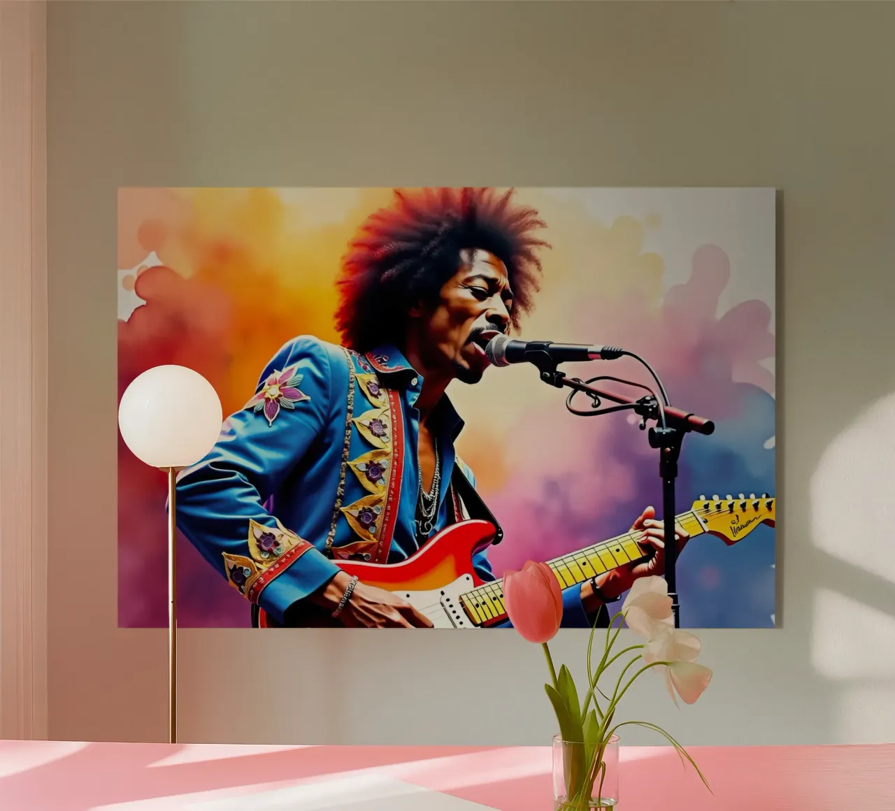 Jimi Hendrix in aquarel acryl van 🎁 ARTVI-SHOP