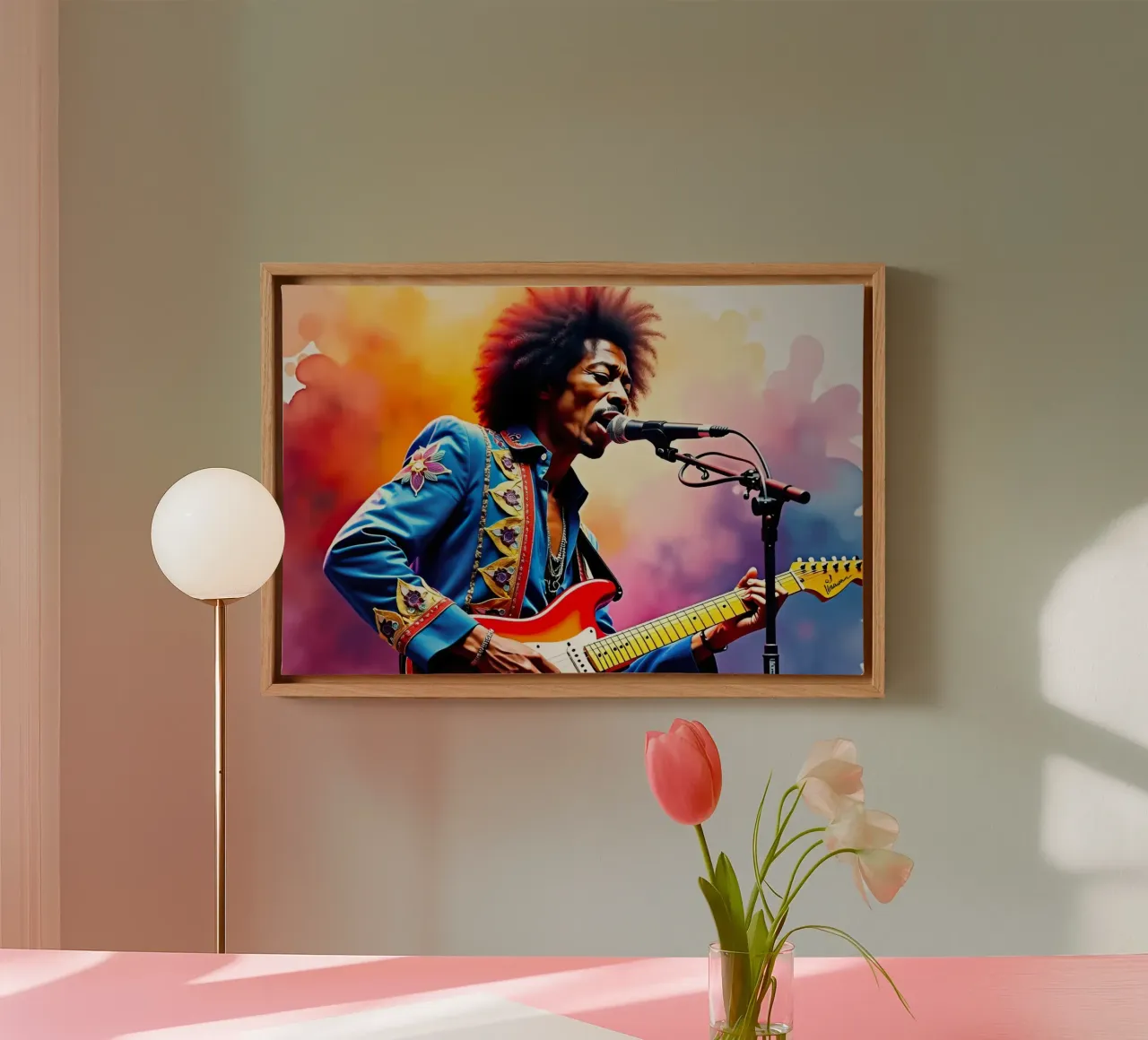 Jimi Hendrix in acquerello tela con Cornice a cassetta da 🎁 ARTVI-SHOP