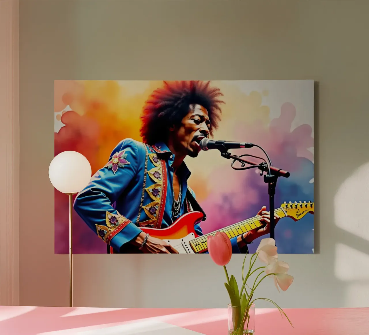 Jimi Hendrix in acquerello tela con Cornice a cassetta da 🎁 ARTVI-SHOP