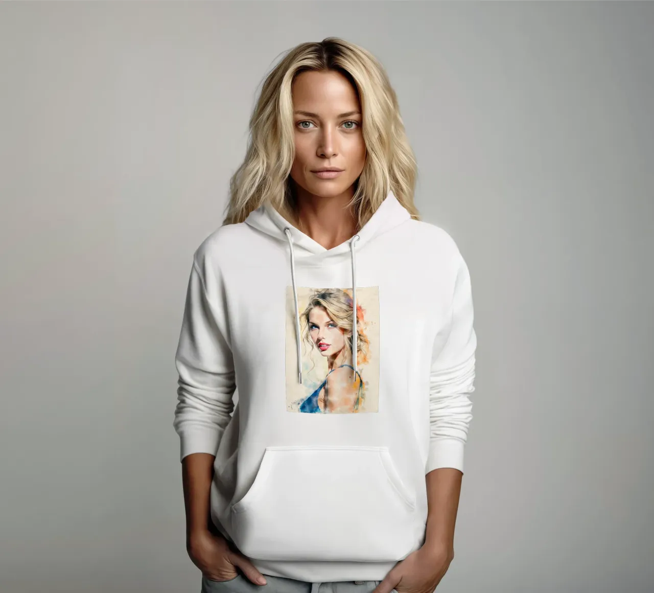 taylor swift in acquerello felpa con cappuccio da 🎁 NOBELART