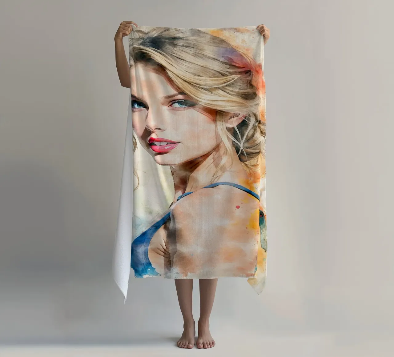 taylor swift in acquerello telo mare da 🎁 NOBELART