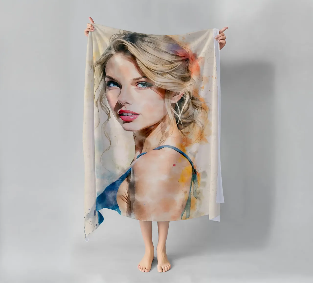 taylor swift in acquerello telo mare da 🎁 NOBELART