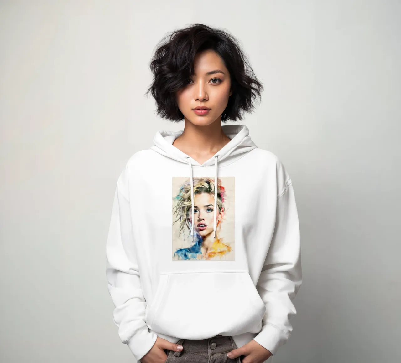 Miley Cyrus in acquerello felpa con cappuccio da ARTVI-SHOP