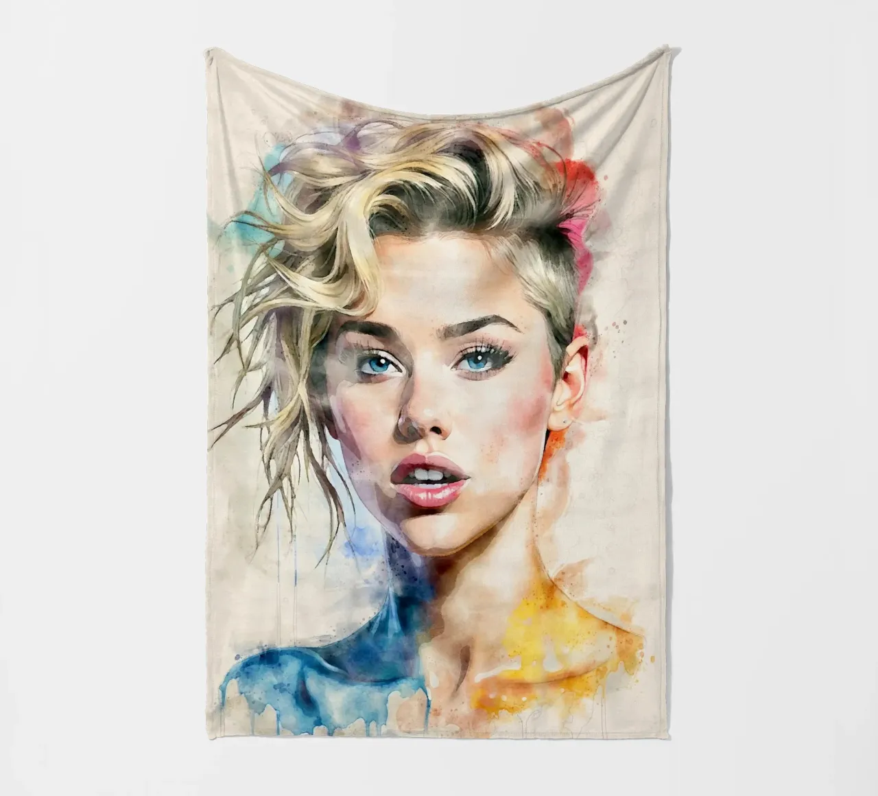 Miley Cyrus in acquerello coperta in pile da ARTVI-SHOP