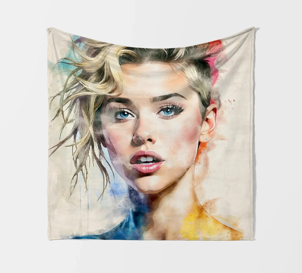 Miley Cyrus in acquerello coperta in pile da ARTVI-SHOP