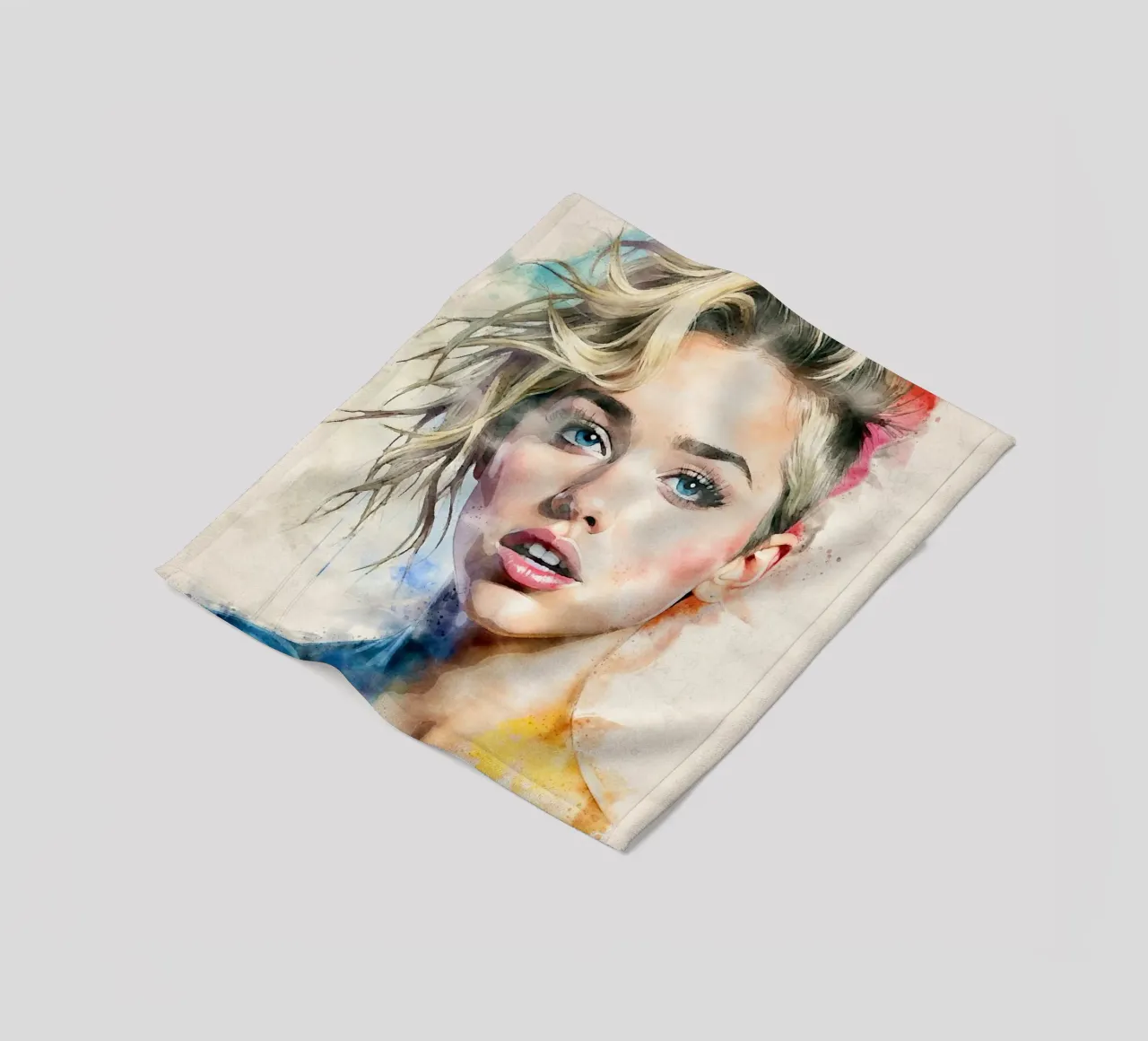 Miley Cyrus in acquerello coperta in pile da ARTVI-SHOP
