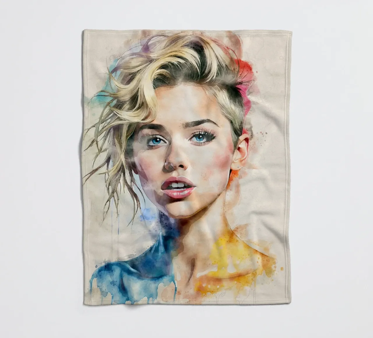 Miley Cyrus in acquerello coperta in pile da ARTVI-SHOP